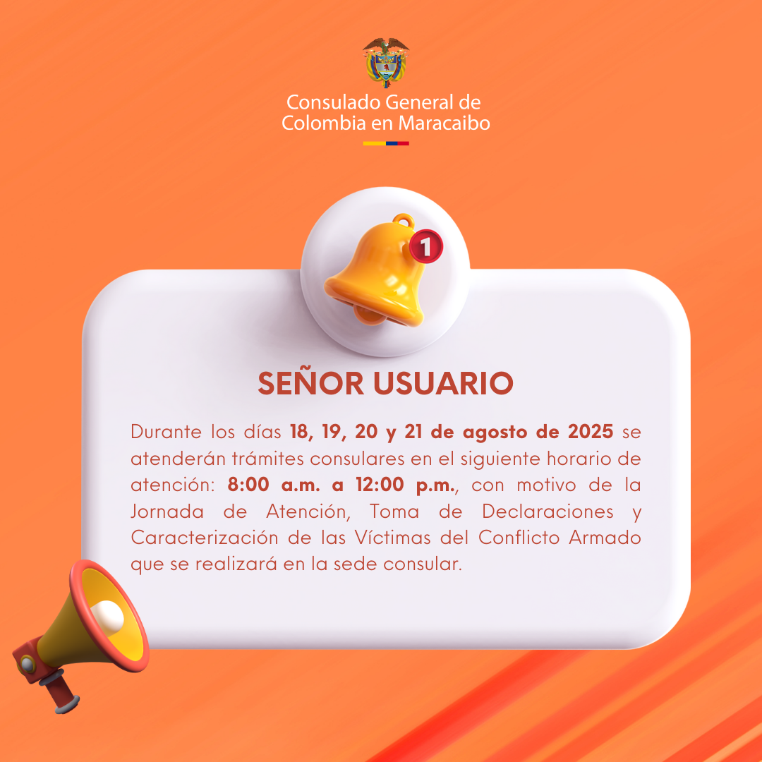 Consulado General de Colombia en Maracaibo establece horario especial por jornada de atención a víctimas del conflicto armado