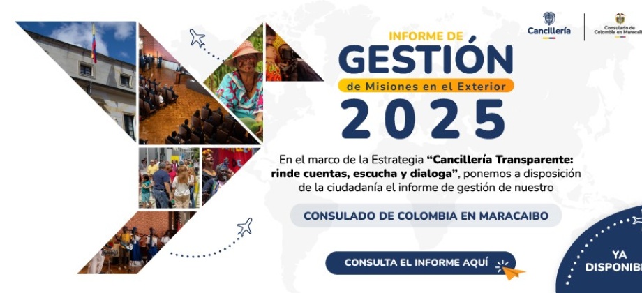 Consulta la rendición cuentas del Consulado General de Colombia en Maracaibo 2024-2025