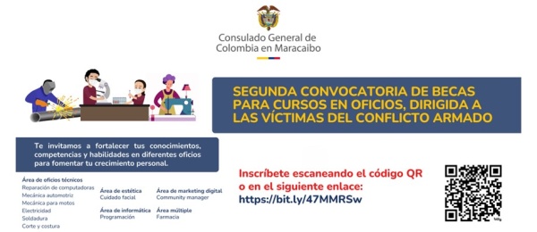 Anuncio sobre la segunda convocatoria de becas a cursos en oficios para las víctimas del conflicto armado